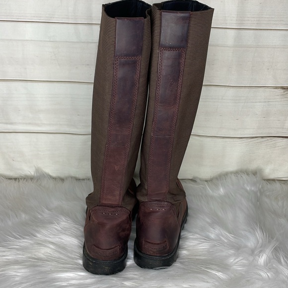 Sorel Ainsley Tall Knee Boots Burgundy Maroon Red Leather Round Toe Flat 8 Women - Picture 5 of 10